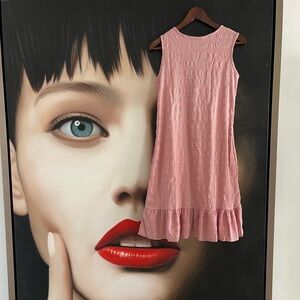 Sleeveless Pink Ruffle-Hem Dress